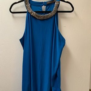 The Limited royal blue tank w/beaded accent collar